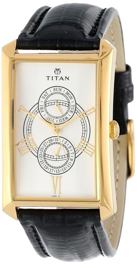 Titan Orion White Dial Men's Leather Watch – 1490YL03