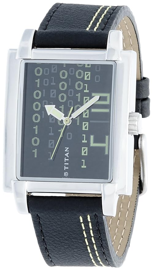 Titan Tagged Black Dial Men's Leather Watch – 1593SL03
